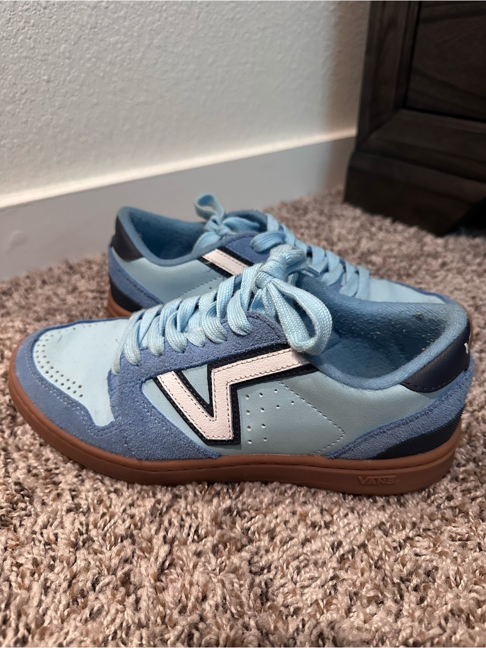 Vans Light Blue Suede & Leather Low-Top Sneakers with White Accent